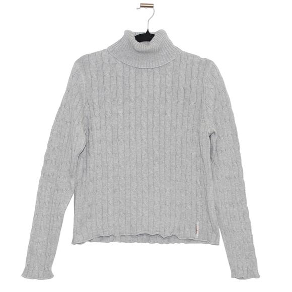 Polo Ralph Lauren Cable Knit Turtleneck Sweater Gray Size XL Made in USA - Picture 1 of 8